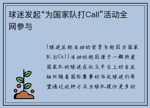 球迷发起“为国家队打Call”活动全网参与